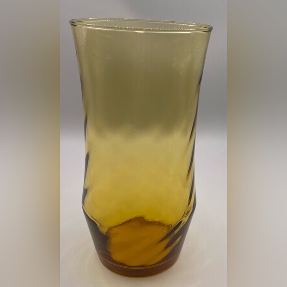Libbey Optic Swirl Tumblers Amber Honey Gold Iced Tea Glasses Set of 2 Vintage - Picture 3 of 7
